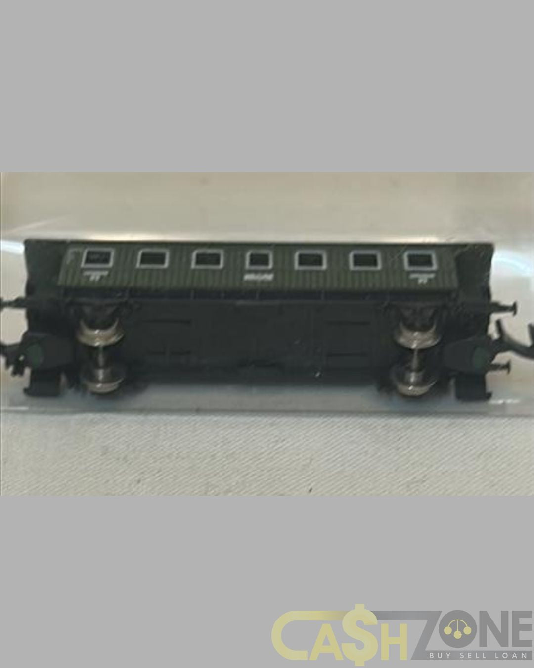 MODEL TRAIN IN PLASTIC DISPLAY BOX BLACK GREEN