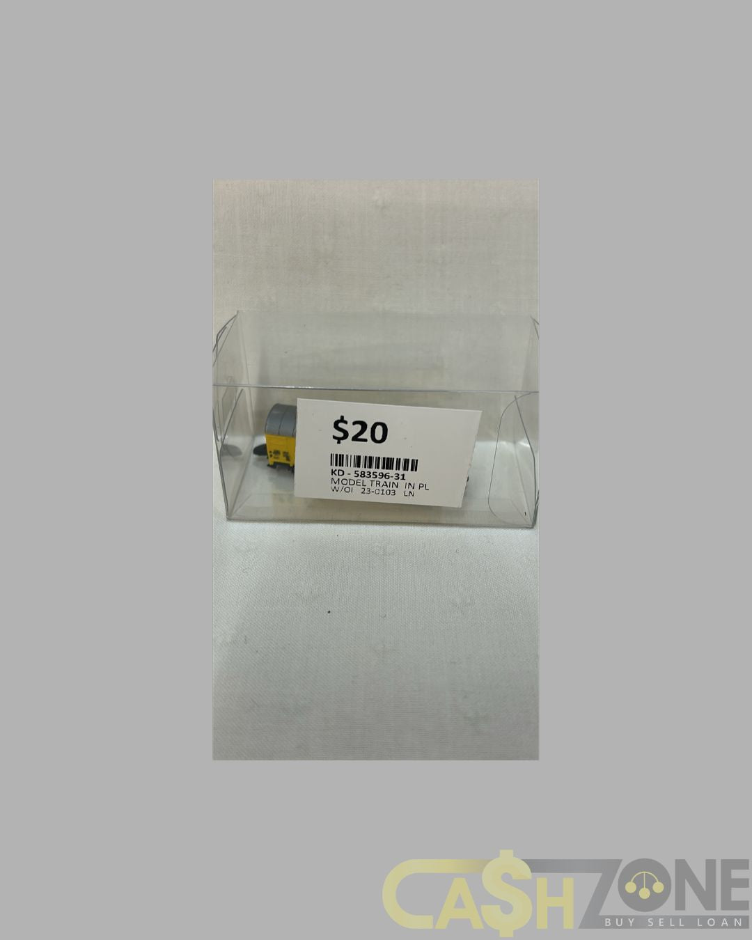 MODEL TRAIN IN PLASTIC DISPLAY BOX YELLOW