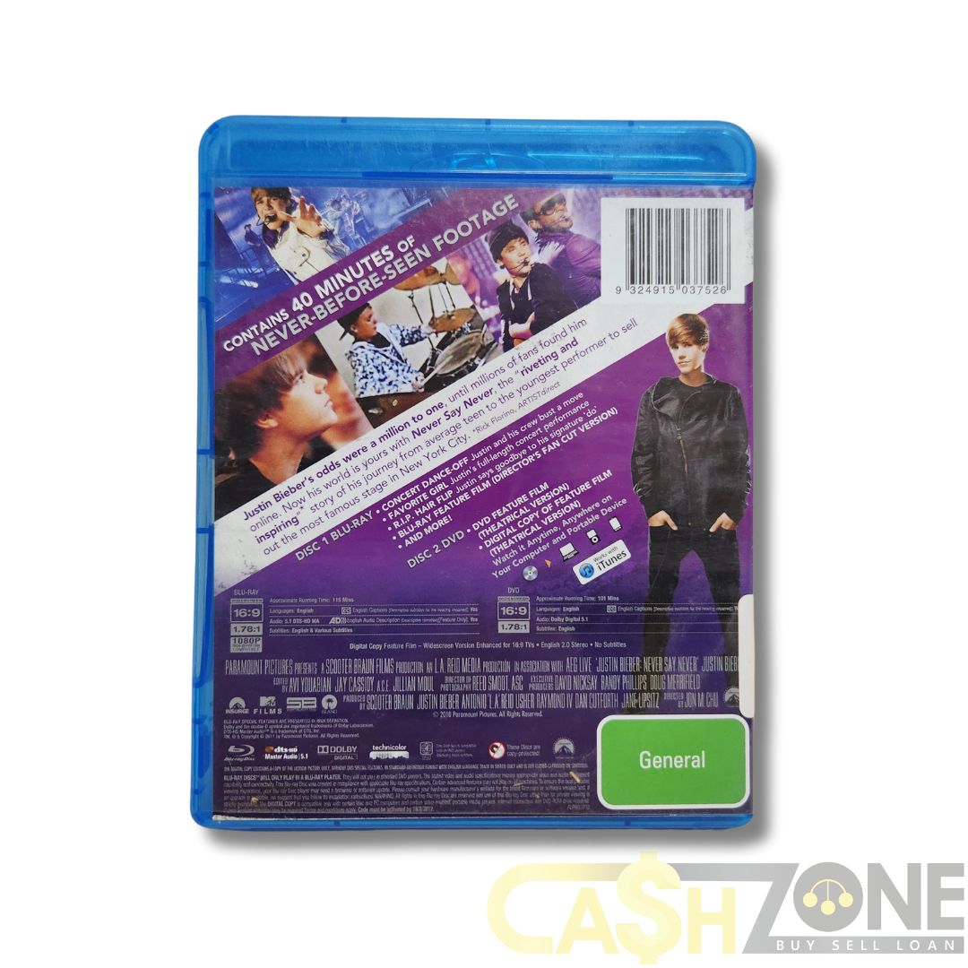 Justin Bieber Never Say Never Blu-Ray + DVD
