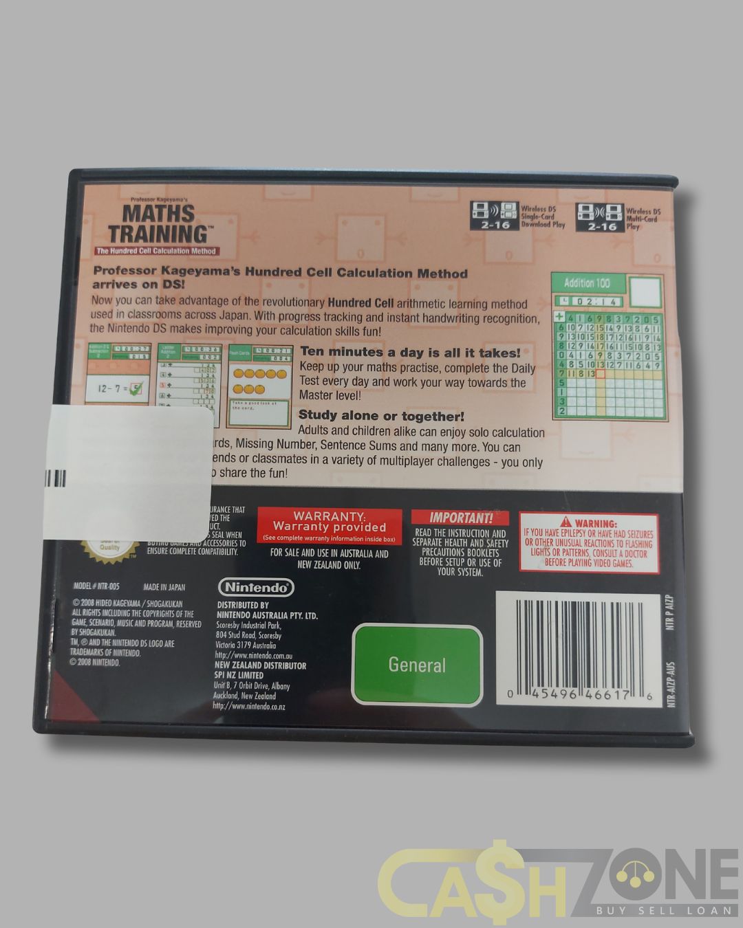 Maths Training Nintendo DS Game