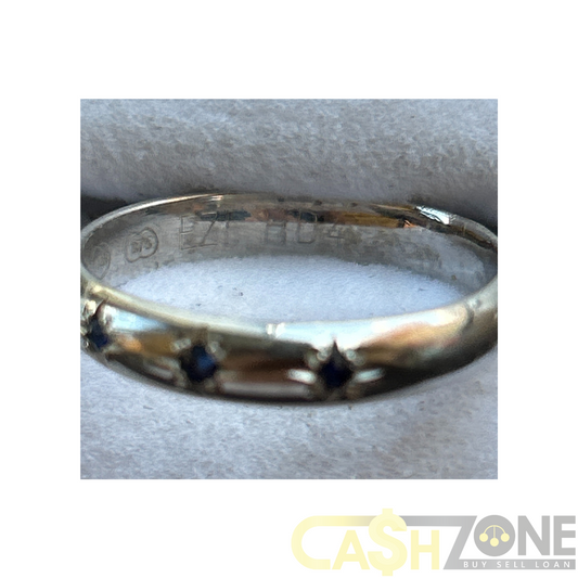 9CT White Gold Ladies Ring W/3 Blue Stones