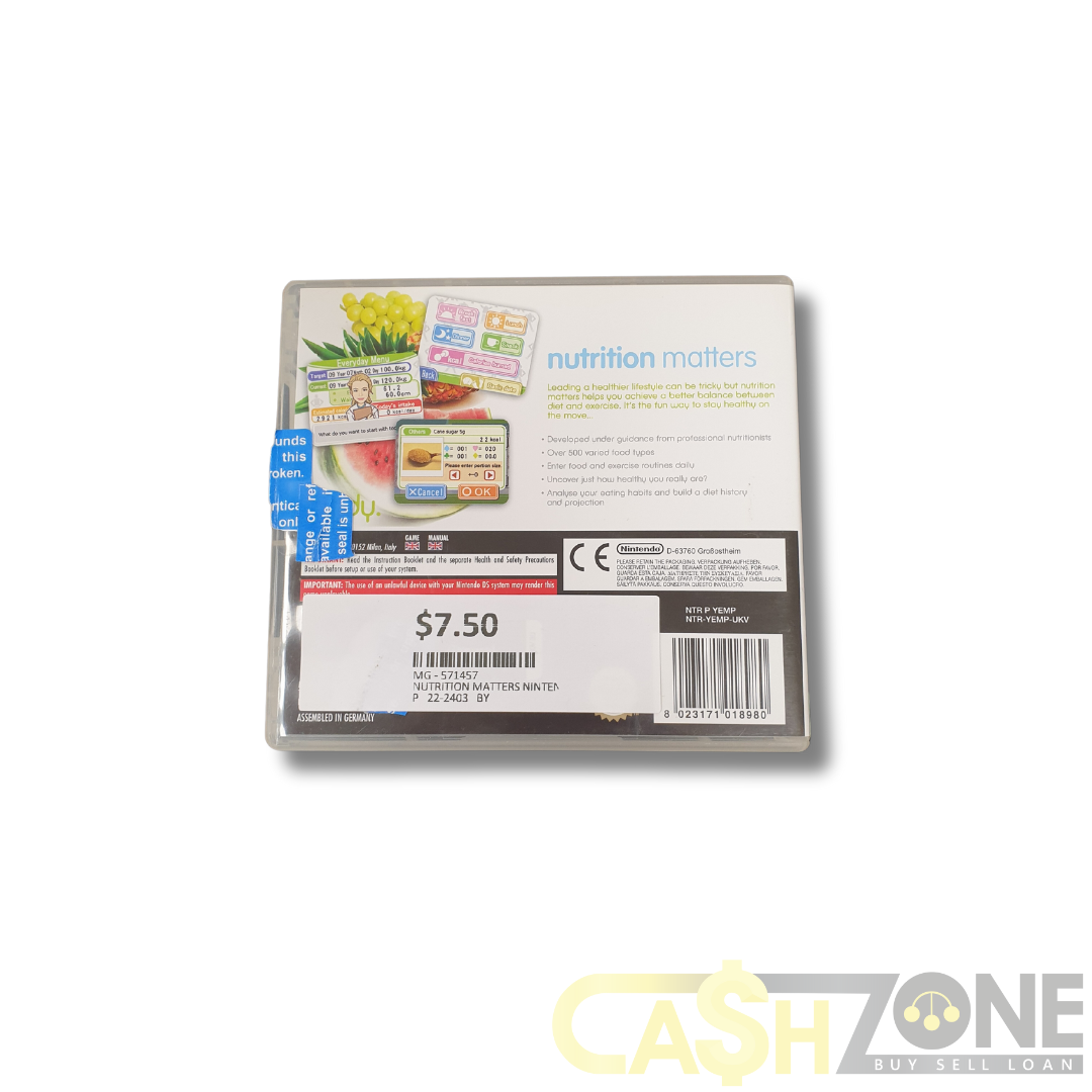 Nutrition Matters Nintendo DS Game