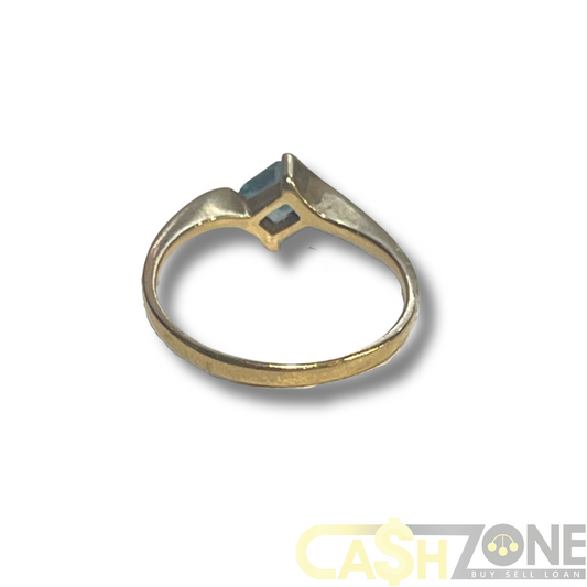 9CT Yellow Gold Ring With Square Blue Stone
