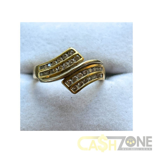 9CT Ladies Yellow Gold Ring W/30 Clear Stones