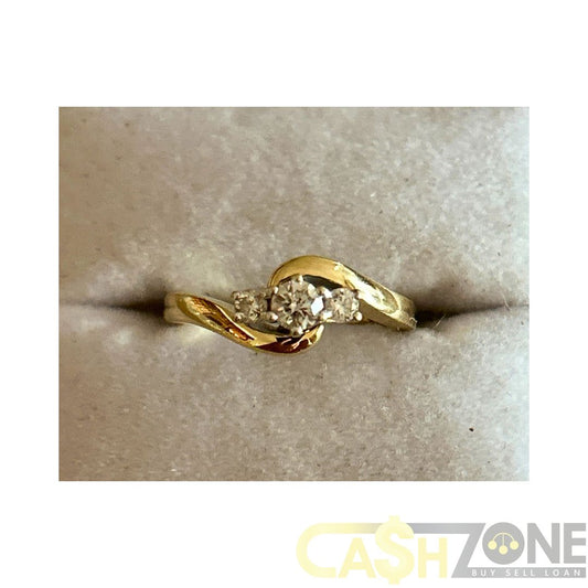 10CT Ladies Yellow Gold Engagement Ring W/Clear Stones