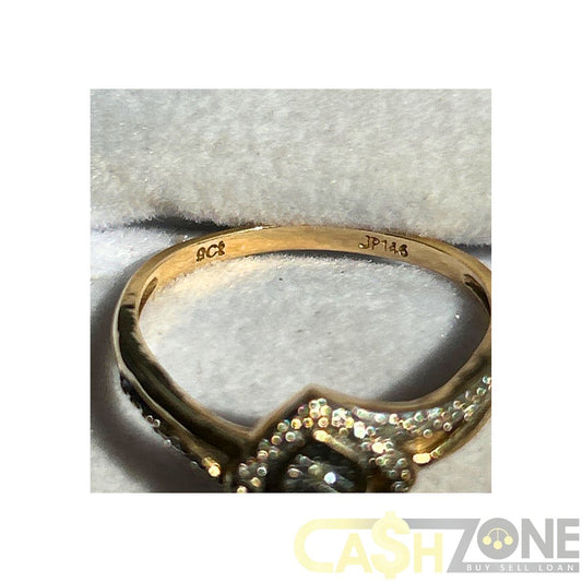 Ladies 9ct Yellow Gold Clear Stone Heart Shaped Ring