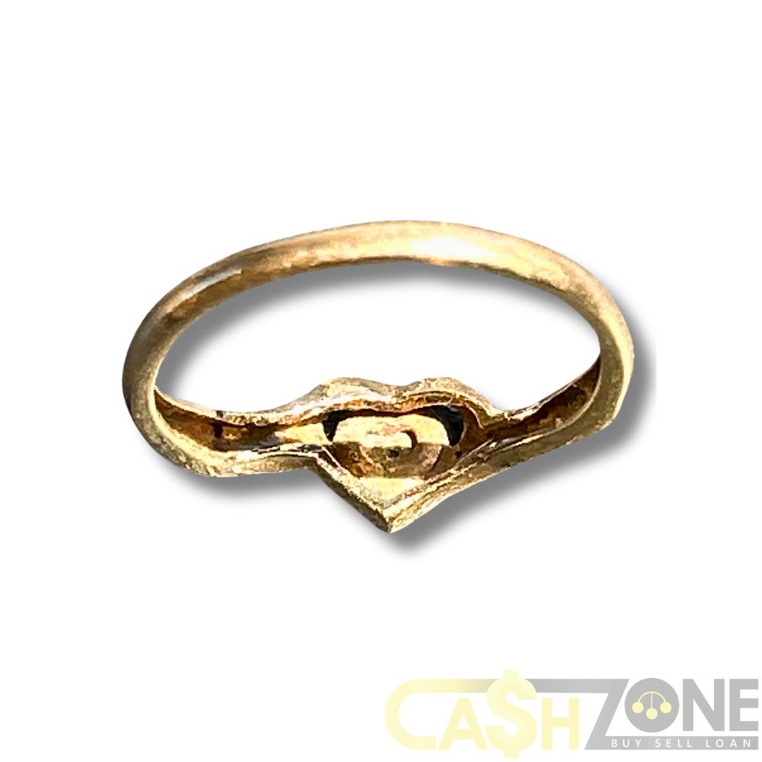 Ladies 9ct Yellow Gold Clear Stone Heart Shaped Ring
