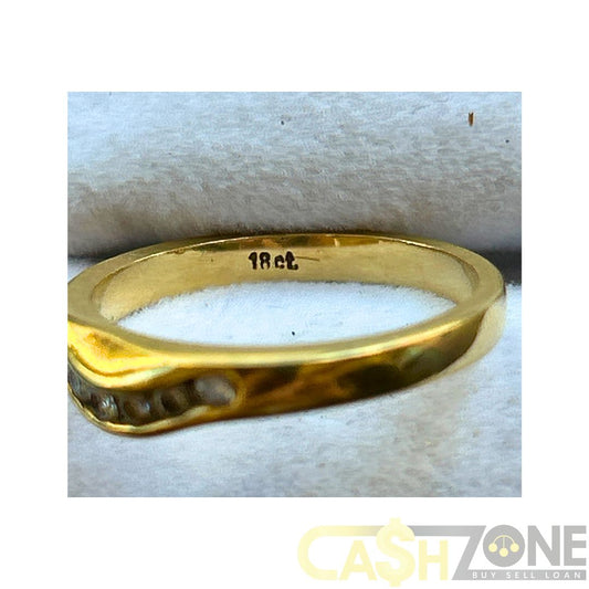 Ladies 18ct Yellow Gold Clear Stone Ring