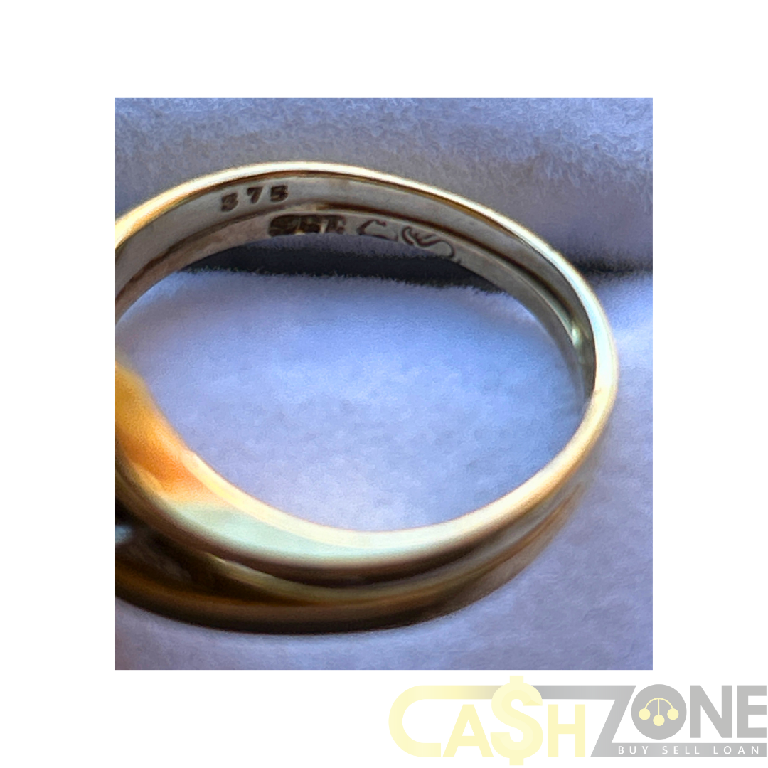 9CT Yellow Gold Ladies Two Joined Rings