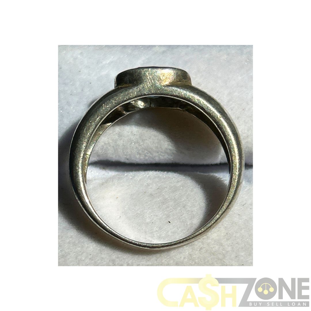 Ladies Silver Light Blue Stone Ring