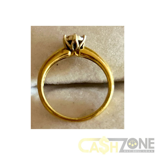 Ladies 9ct Yellow Gold Clear Stone Ring