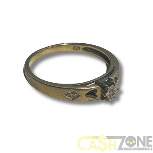 9CT Yellow Gold Ring w/Heart Cut Outs