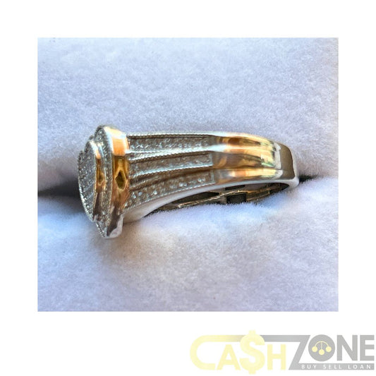 Ladies Silver Heart Ring W/ Clear Stones