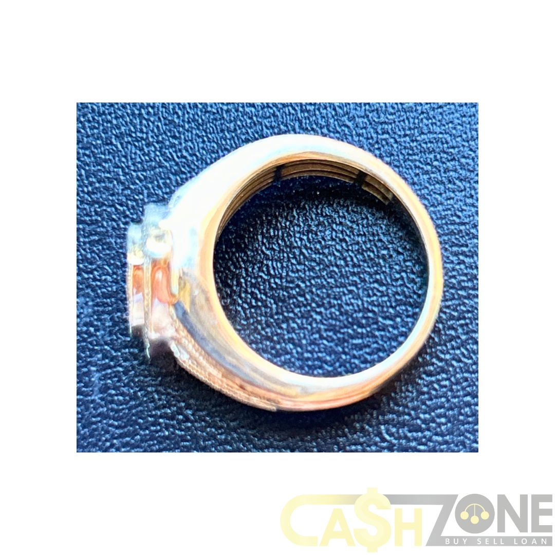 Ladies Silver Heart Ring W/ Clear Stones