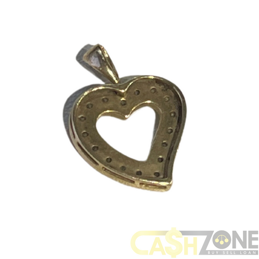 9CT Yellow Gold Heart Pendant With Clear Stones