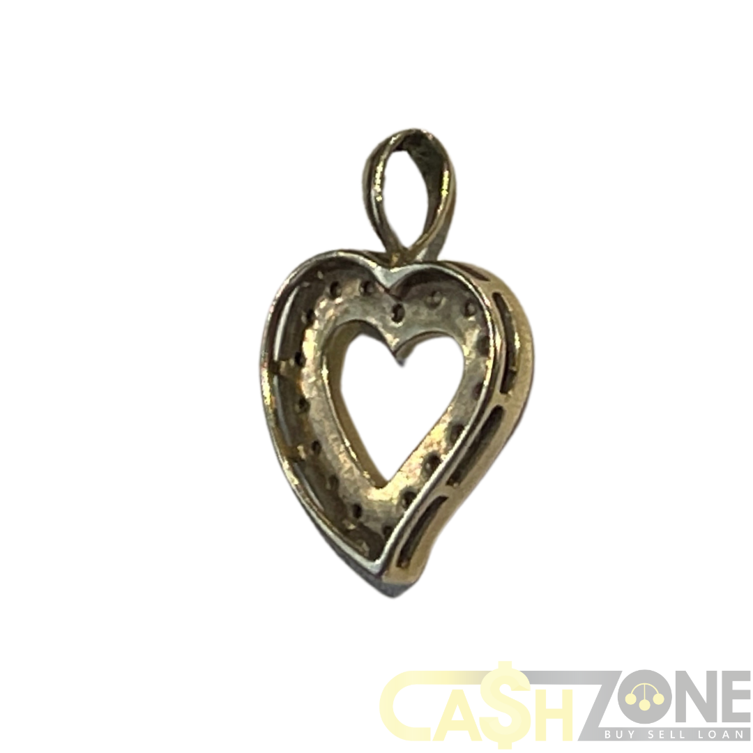 9CT Yellow Gold Heart Pendant With Clear Stones
