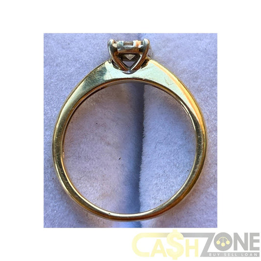 Ladies 9ct Yellow Gold Solitaire Clear Stone Ring