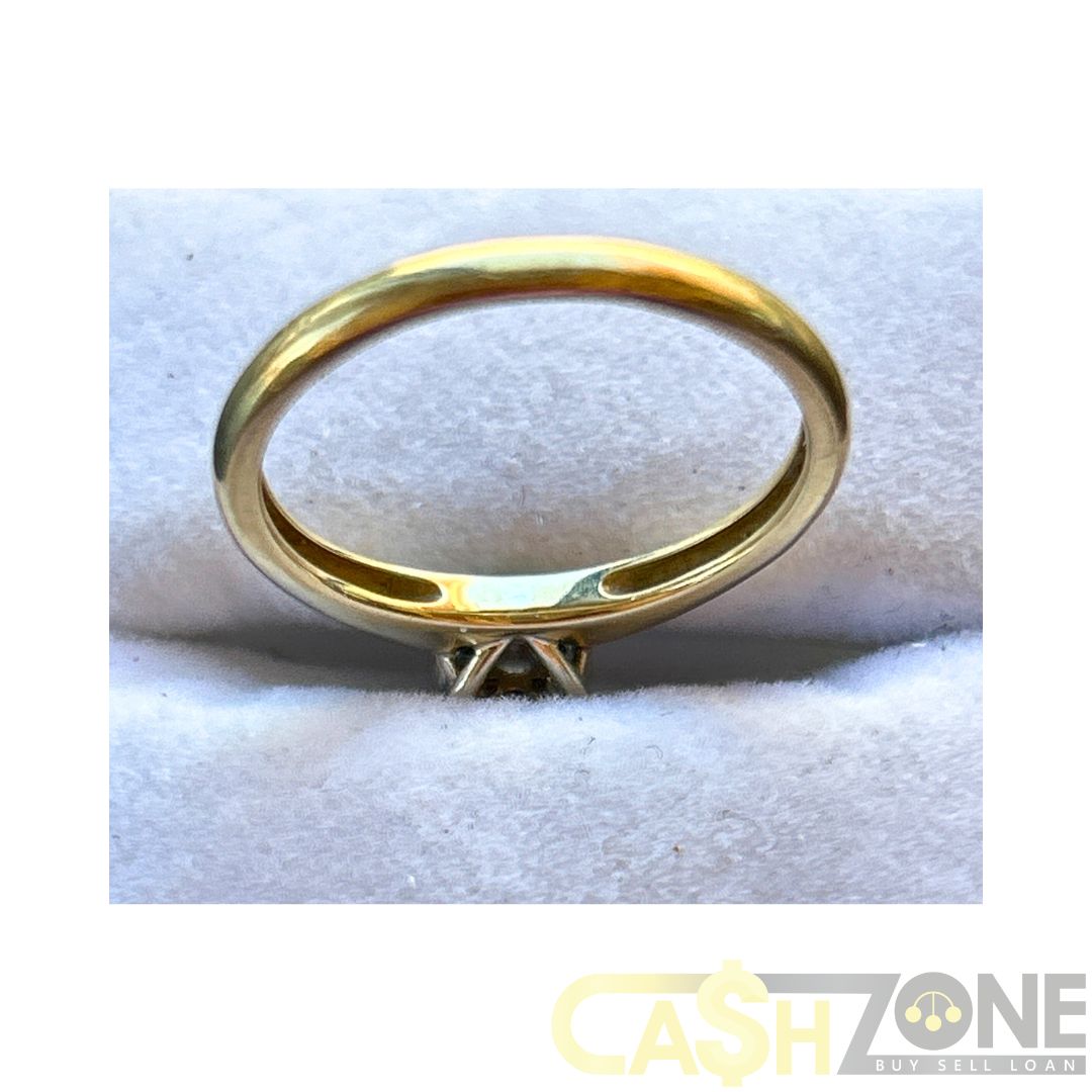 Ladies 9ct Yellow Gold Solitaire Clear Stone Ring