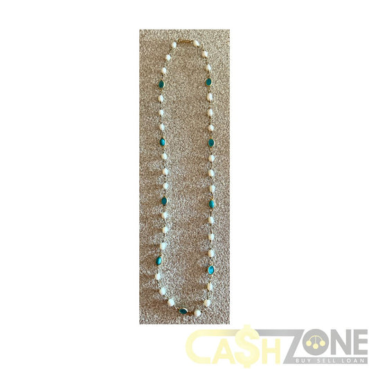Ladies Turquoise And Pearl Necklace