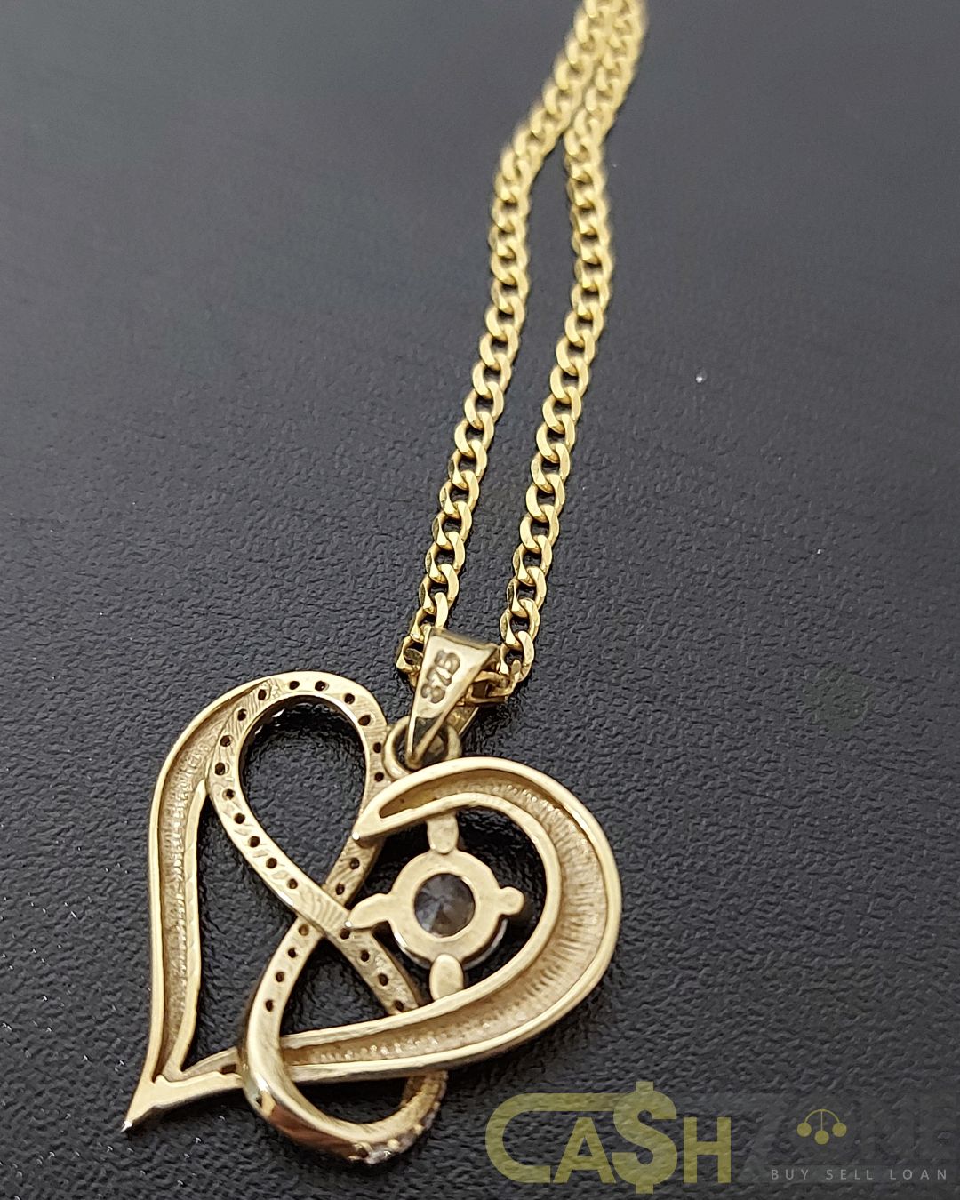 Ladies 9ct Yellow Gold Chain With Infinity Heart Pendant