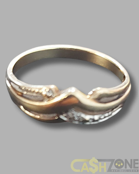 Ladies 9ct Yellow Gold Cross Over Ring