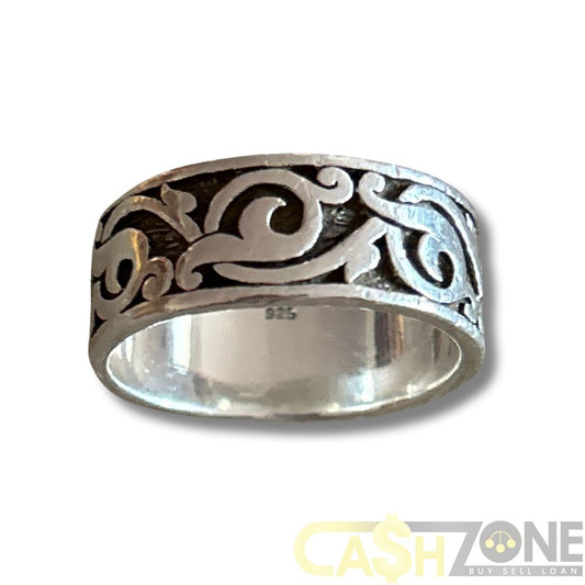 Men's Silver Patterned Ring