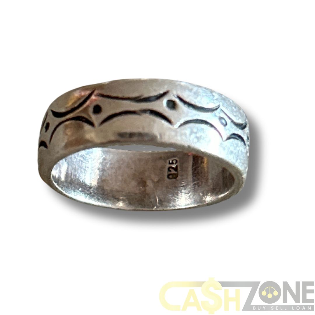Men's Silver Patterned Ring