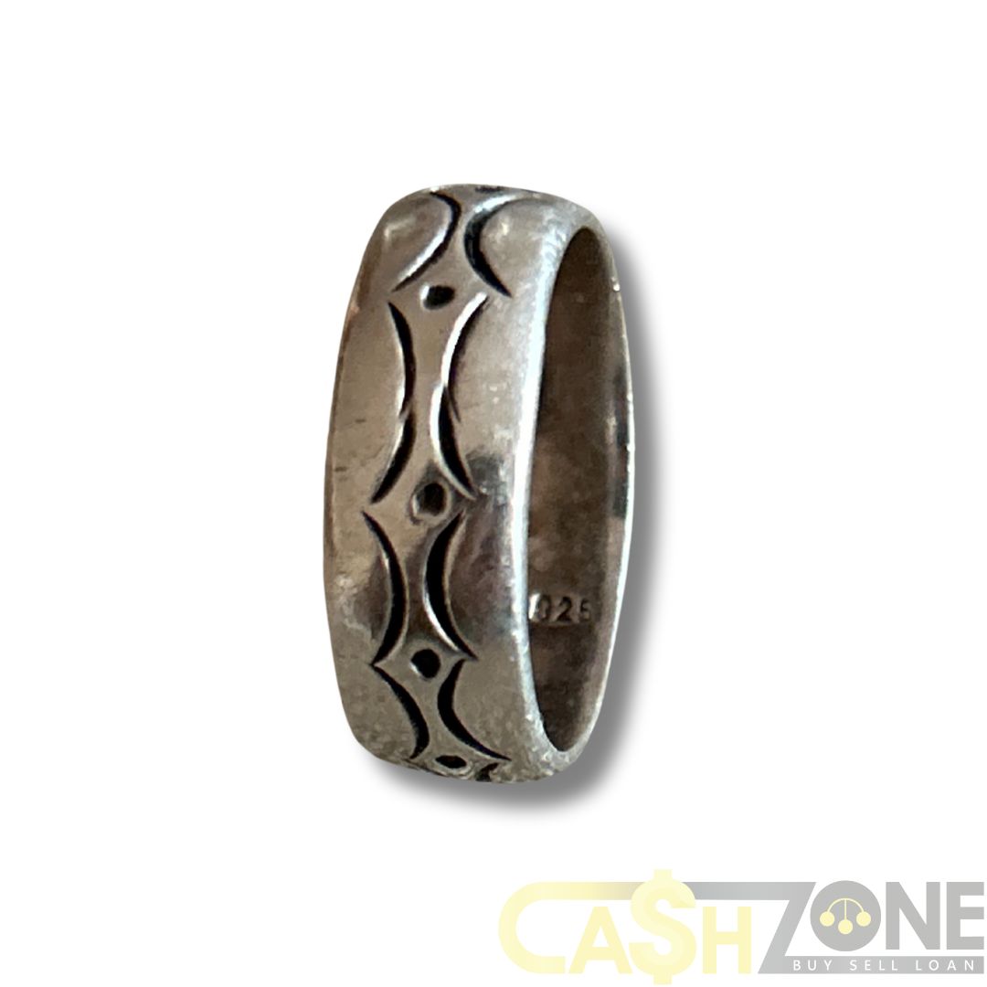 Men's Silver Patterned Ring
