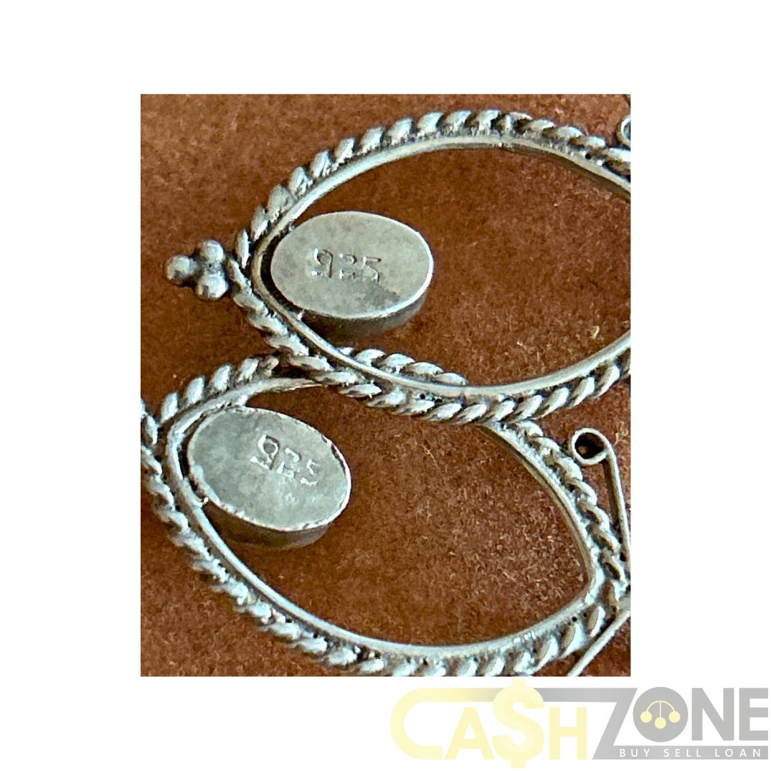 Ladies Silver Oval Earrings