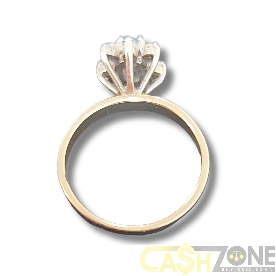 Ladies 9ct Yellow Gold Blue Stone Flower Ring