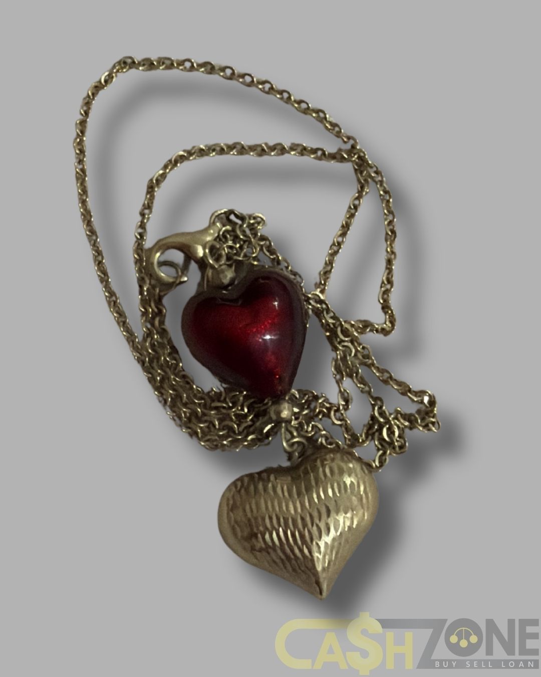 Ladies 9ct Yellow Gold Necklace With Heart Pendants
