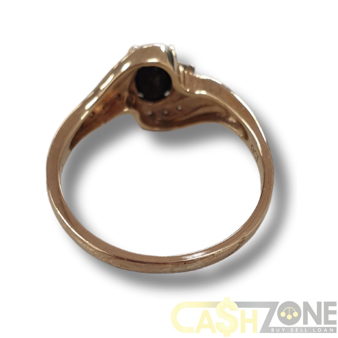 Ladies 9ct Yellow Gold Dark Blue Stone Ring