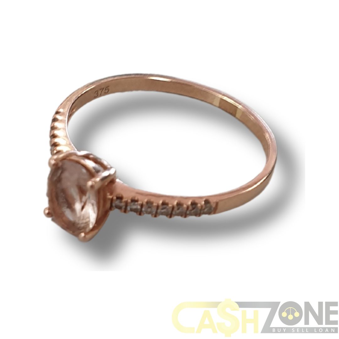 Ladies 9ct Rose Gold Ring W/ Pink Stone