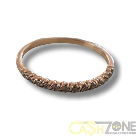 Ladies 9ct Rose Gold Clear Stone Ring
