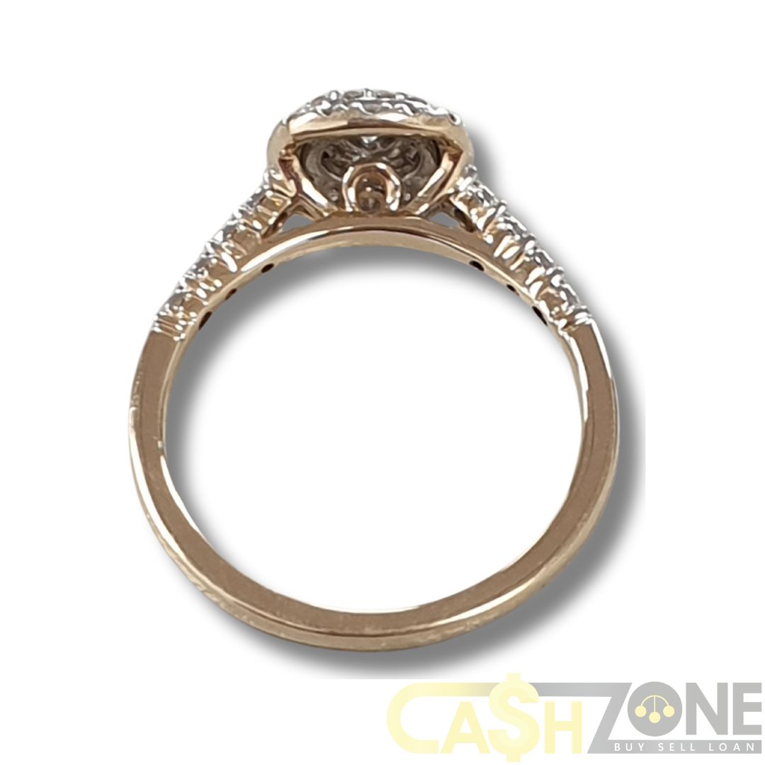 Ladies 9ct Yellow Gold 37 Clear Stone Cluster Ring
