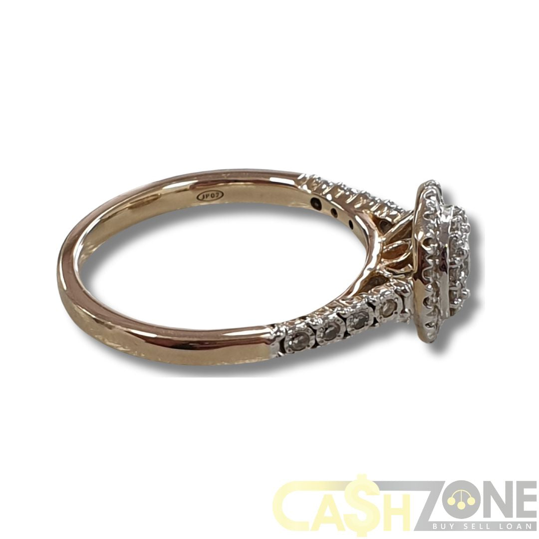 Ladies 9ct Yellow Gold 37 Clear Stone Cluster Ring