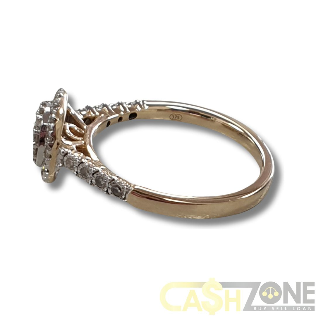 Ladies 9ct Yellow Gold 37 Clear Stone Cluster Ring