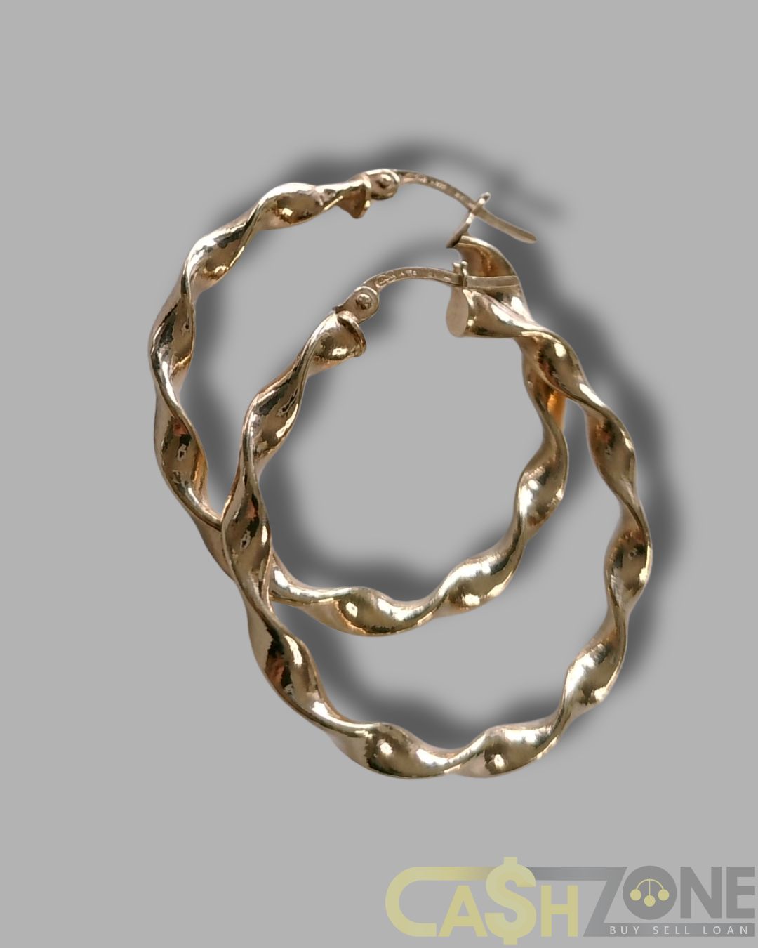 Ladies 9ct Yellow Gold Twist Hoop Earrings