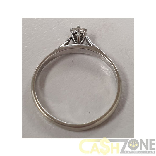 Ladies 18ct White Gold Single Clear Stone Ring