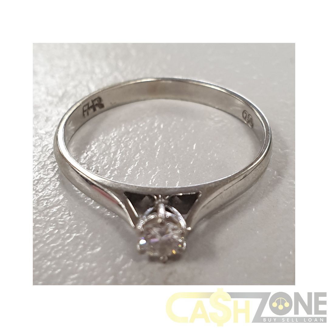 Ladies 18ct White Gold Single Clear Stone Ring