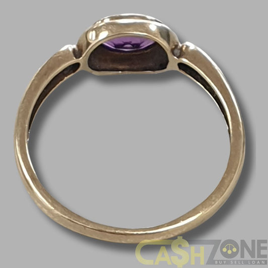Ladies 9ct Yellow Gold Purple Stone Ring