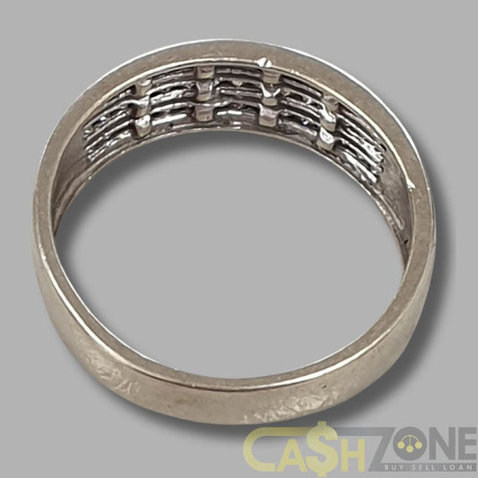 9CT White Gold Ladies Ring W/Clear Stones