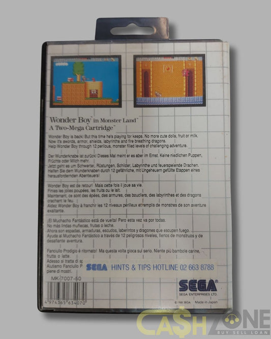 Wonder Boy In Monster Land Sega Master System Game