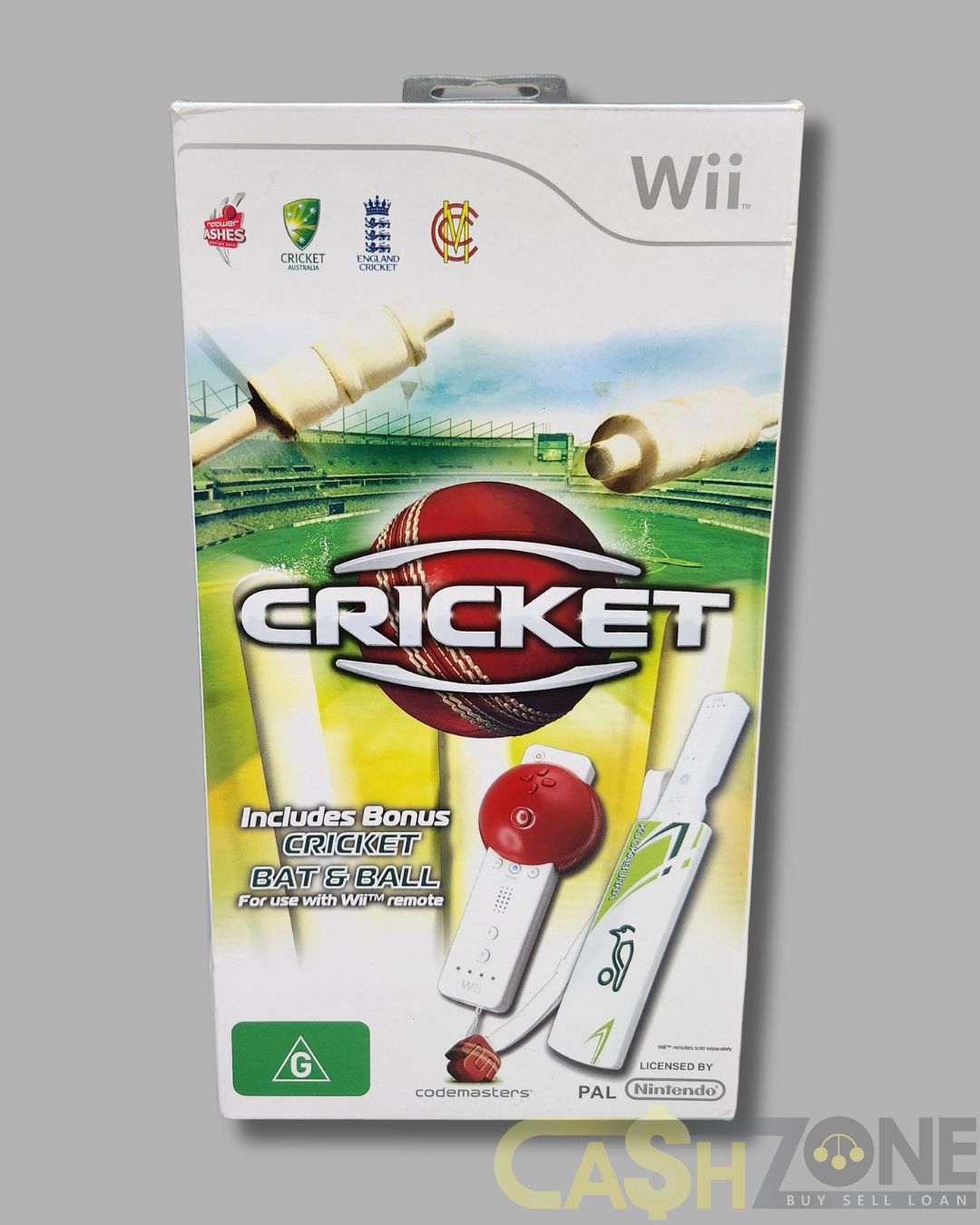 Cricket Nintendo Wii Game Kookaburra Bat And Ball Bundle