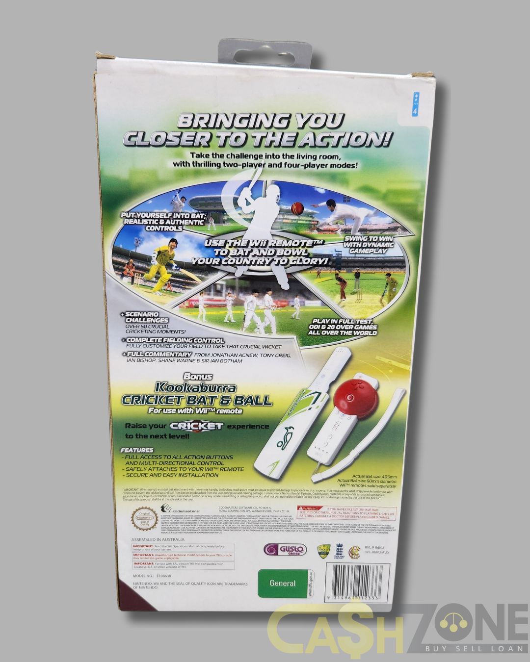 Cricket Nintendo Wii Game Kookaburra Bat And Ball Bundle