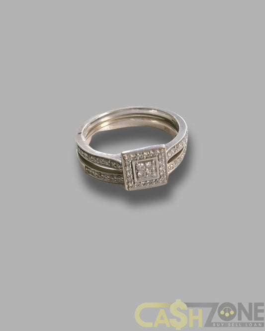 Ladies 18ct Engagement Ring Square Square with Clear Stones