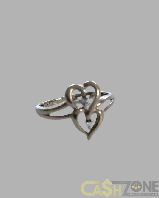 Ladies 9ct Yellow Gold Ring With Double Heart