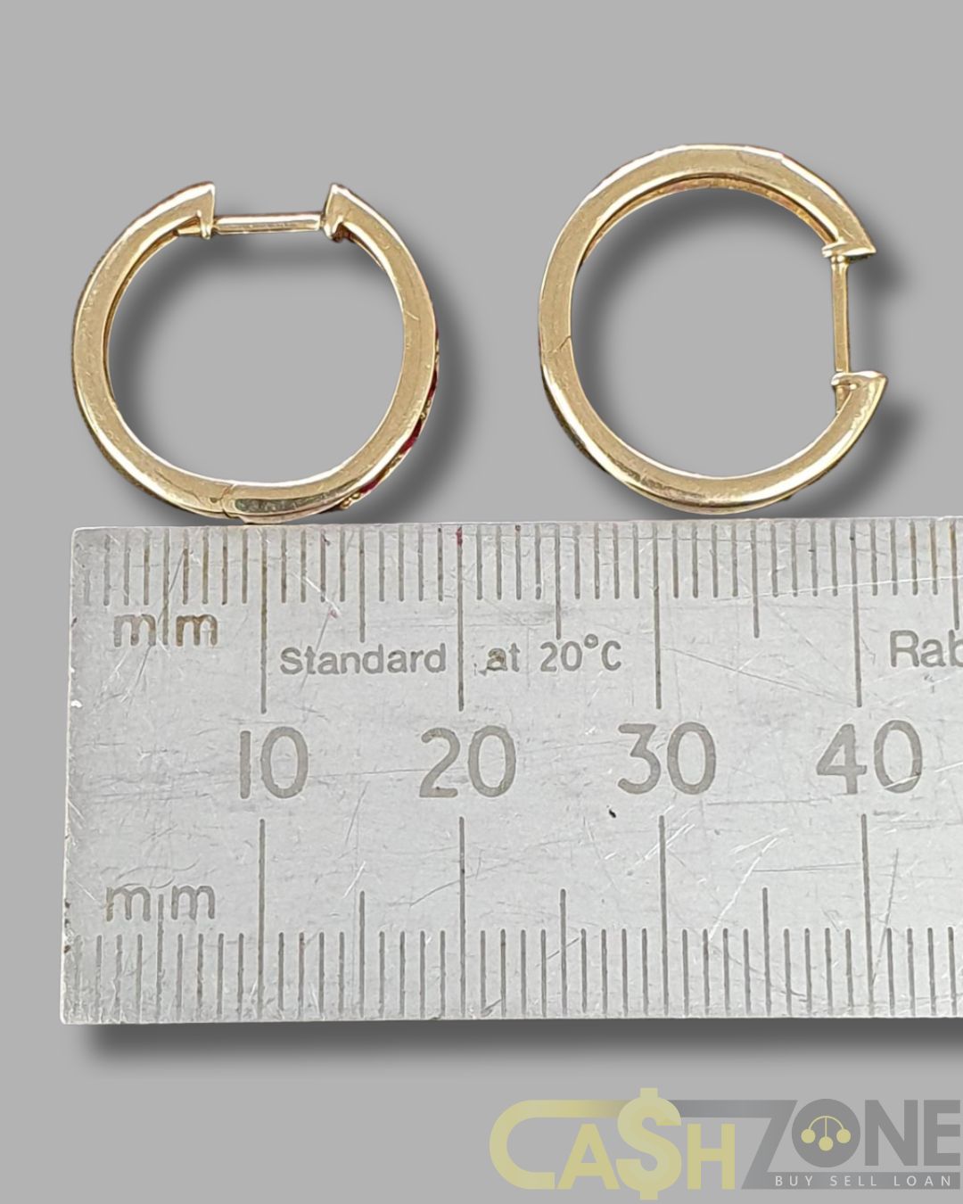 Ladies 9ct Yellow Gold Red & Clear Stone Earrings