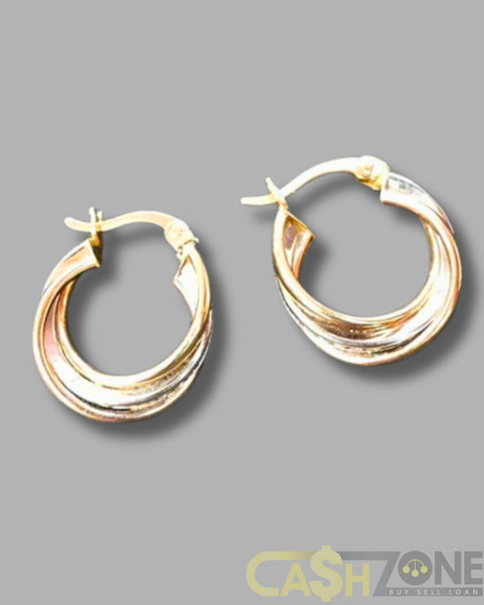 Ladies 9ct Yellow/White/Rose Gold Clear Stone Earrings