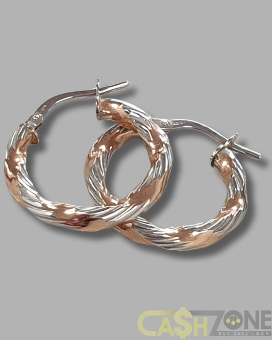 Ladies 9ct White & Rose Gold Earrings